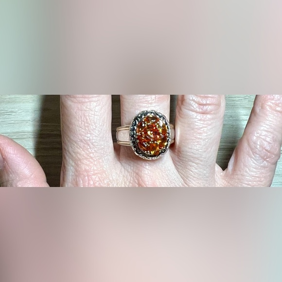 Designer Signed Gems En Vogue 2.00 ctw Orange Sapphire Cluster Ring, Size 9 - Picture 8 of 10